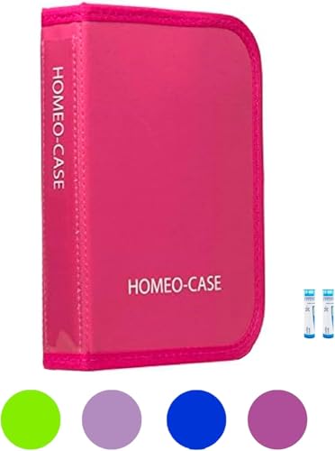 Homeo-Case | Astuccio Omeopatia Con 40 Spazi Per I Tubi Boiron Da 4Gr | Porta Granuli Omeopatici | Colore Rosa (Tubi Non Inclusi) | Chiuso 21,5 X 14,5