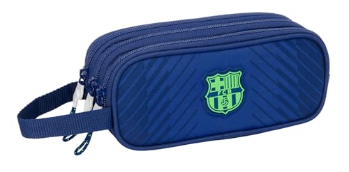Safta F.C. Barcelona Navy Blue - Astuccio Tripla Cerniera, Astuccio Per Bambini, Ideale Per Bambini Dai 5 Ai 14 Anni, Comodo E Versatile, Qualità E Re