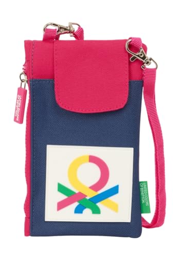 Safta Benetton Cherry - Portamonete Standard, Per Cellulare, Comodo E Versatile, Qualità E Resistenza, 19 X 10 Cm, Ciliegia/Marino, M, Casual