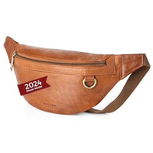 Berliner Bags Marsupio Vintage Torino, Marsupio In Pelle, Con Cinturino Regolabile E Cerniere Ykk, Impermeabile Da Uomo, Marrone, Marrone, Taglia Unic