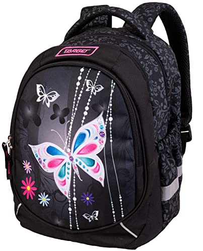 Target , Backpack Superlight Petit Soft Jewel Butterfly Bambine E Ragazze, Black-Gray-White, 40X32X18 Cm