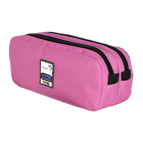 Viquel - Astuccio A 2 Scomparti Teknik Girl- Astuccio Scolastico Grande Capacità - Rosa