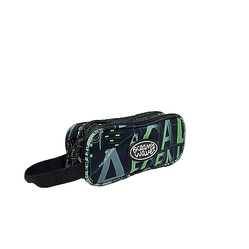 Ocean'S Wave Astuccio Scuola Piccolo - 3 Scomparti - Realizzato In Poliestere - Disegno L.A - Misure 23X9X11 Cm, Multicolore, Único, Ocw 3 Zipper Penc