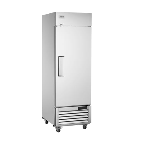 Vevor Congelatore Commerciale 685 X 800 X 2110 Mm Congelatore Verticale Porta Singola 547 L In Acciaio Inossidabile Con Sbrinamento Automatico, 3 Ripi