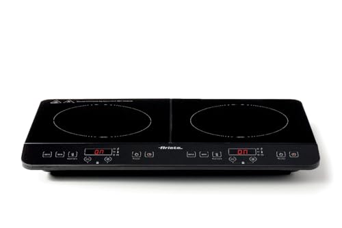 Ariete 1998 Piastra A Induzione Doppia Portatile, Vetroceramica, 2000W + 1500W, 12 Livelli Di Potenza, Timer Fino A 4 Ore, Sicurezza Bambini, Nero