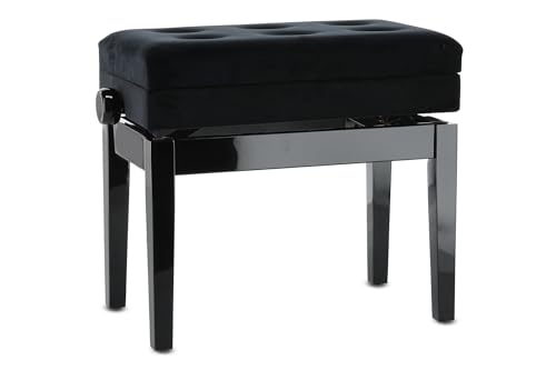 Gewa Pianobank Deluxe Compartment (Legno Massiccio, Carico Di Rottura Di 2 Tonnellate, Seduta Di 52X30 Cm, Meccanismo A Forbice Preciso, Altezza Da 48