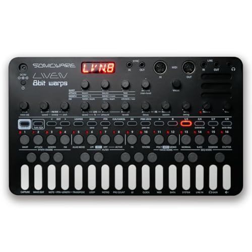 Sonicware Liven 8Bit Warps [Sintetizzatore Di Forme D'Onda] Looper A 4 Tracce, 4 Motori Sonori, Sequenziatore A 128 Passi, 10 Effetti, 6 Riverberi