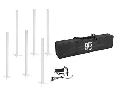 Eurolite Set Di 6 Batterie Led Party Tube Ir + Alimentatore Di Ricarica + Cuscinetto Morbido
