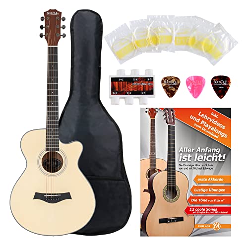 Rocktile Wsc-101C Nt Chitarra Acustica Folk, Concert Set Con 5 Accessori E Custodia