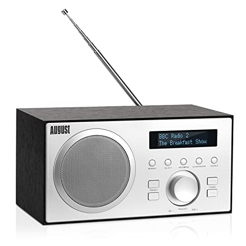 Dab+/Fm Radio Con Bluetooth August Mb420, Radio Digitale Da Cucina, Alloggiamento In Legno, Funzione Rds 60 Presets Hifi Bluetooth Altoparlante 5 W, S