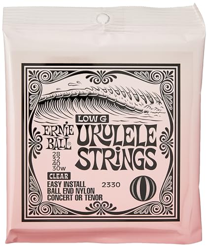 Ernie Ball Concert/Tenor Clear Nylon Ball-End, Corde Per Ukulele Con Sol Avvolto