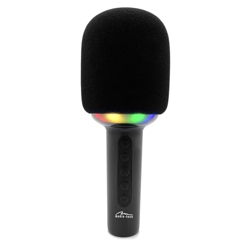 Media-Tech Microfono Per Karaoke Con Altoparlante Bluetooth Mt399 Lettore Mp3 Funzione Eco 5 Modalità Di Cambio Voce Retroilluminazione Fino A 4 Ore D