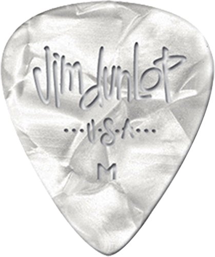 Dunlop Classic, Plettri Per Chitarra In Celluloide, Confezione Da 12 Pezzi Thin White Pearloid