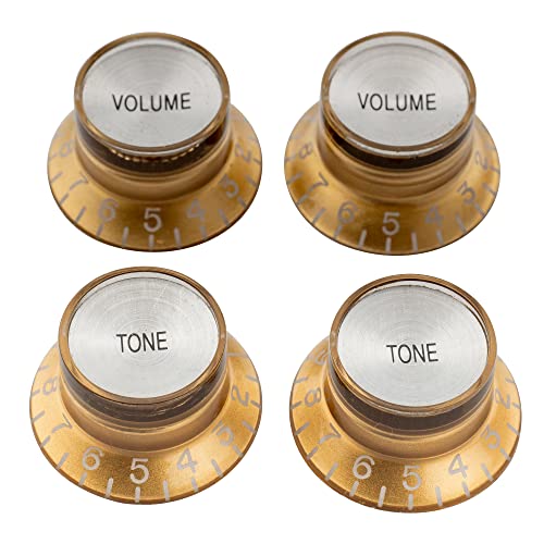 Musiclily Pro Mancino Imperial Inch Size Manopole 2 Tono 2 Volume Top Hat Reflector Knobs Set Per Chitarra Elettrica Usa Les Paul Sg Style, Dorato Con