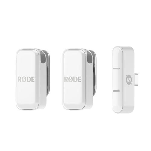 Røde Wireless Micro - Microfono Wireless Compatto, Due Microfoni Con Custodia Di Ricarica Per La Creazione Di Contenuti Per Smartphone - Usb-C, Bianco