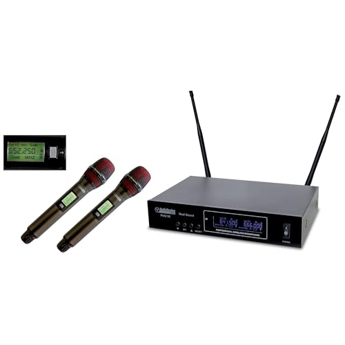 Audiodesign Pro Set 2 Microfoni Uhf, Sistema Microfonico Wireless Uhf, Microfoni Senza Fili, 2 Canali