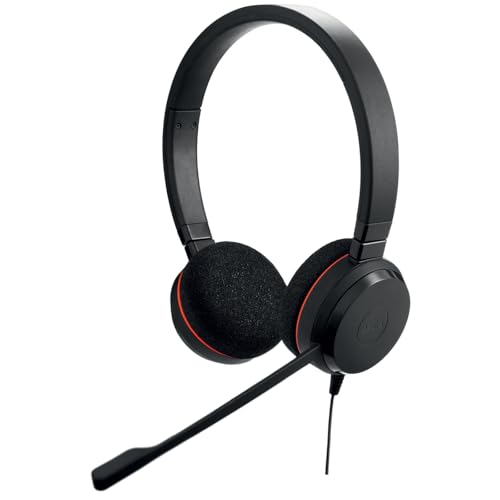 Jabra Evolve 20 - Cuffie Stereo Con Certificazione Di Comunicazione Unificata Per Softphone Voip Con Cancellazione Passiva Del Rumore, Usb-C/A, Colore