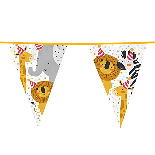 Ghirlanda Di Bandierine Da 6 M "Wild Animals" Per Feste Di Compleanno Per Bambini E Zoo, Con Animali Selvatici, Per Bambini, Feste Di Compleanno