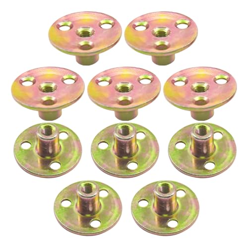 Hocansen 10 Pezzi Dadi Flangiati M6 Dado A T Con Foro Bavato Round Base Screw-In T-Nut Fissaggio Della Flangia A Tre Fori Per Elettrodomestici E,Mobil