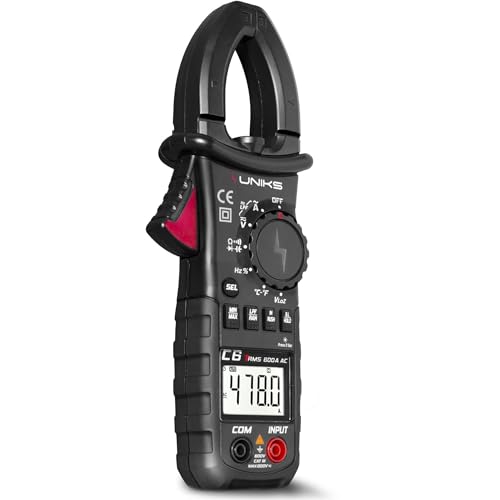 Uniks - Pinza Amperometrica Professionale Digitale Trms C6 - Tester Digitale Professionale 600A - Misuratore Corrente Ac-Dc Display Lcd E Luce Led - A