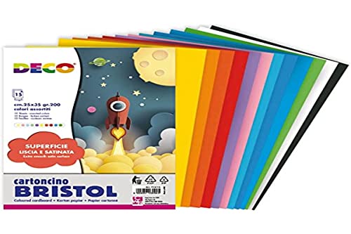 Deco 93940 Busta Di Carta Bristol, 15 Fg, Multicolore, 25 X 35 Cm