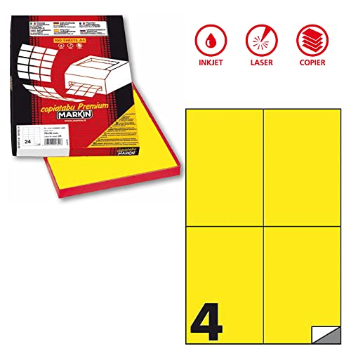 Etichetta Adesiva C/519 Giallo Fluo 100Fg A4 105X148Mm (4Et/Fg) Markin