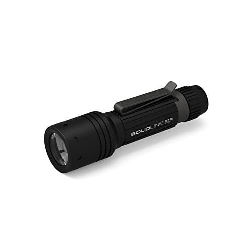 Solidline St5 - Torcia A Led Con Messa A Fuoco, Alimentata A Batteria, 150 Lumen, 75 M, Durata 25 Ore, Durata Della Luce, Con Kit Batteria E Clip Per