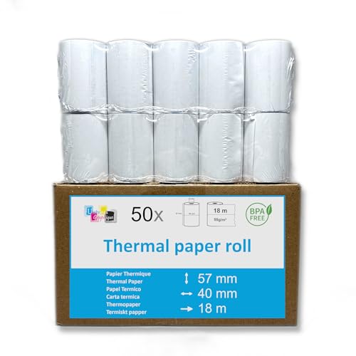 50 Rotoli Di Carta Termica 57 X 40 Mm Per Stampare Scontrini Carta Bianca Di Alta Qualità