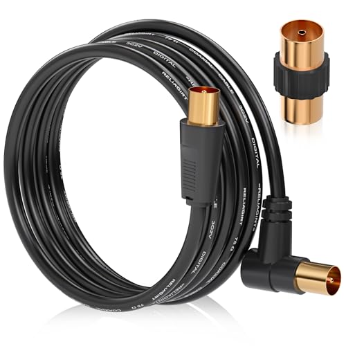 Reliagint Cavo Antenna Tv Dritto Ad Angolo Retto, 1,5 M, Con Prolunga Extra Lunga, Flessibile Per Cablaggio, Conduttore In Rame A Lunghezza Intera, Ba