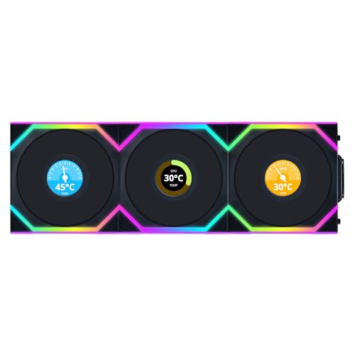 Lian Li Uni Fan Sl Wireless Lcd Reverse Flow 120 Mm Confezione Da 3 - Nero, Argb Rgb Pwm Ventola Per Raffreddamento Desktop - Display Lcd, Prestazioni