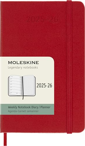 Moleskine Weekly Planner 2025-2026, Agenda Settimanale 18 Mesi Con Spazio Per Note, Copertina Rigida E Chiusura Elastica, Formato Pocket 9 X 14 Cm, Co