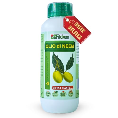 Fitokem - Olio Di Neem Per Piante Biologico (1 Litro) Olio Di Neem Solubile Ottimo Contro Le Avversità Esterne Di Orto, Prato E Giardino, 100% Natural