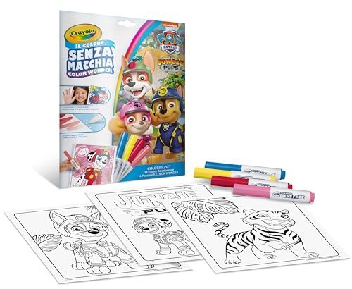 Crayola - Color Wonder, Coloring Set Con 18 Pagine Da Colorare E 4 Pennarelli Senza Macchia, Soggetto Paw Patrol, Attività Creativa Per Bambini, Età 3
