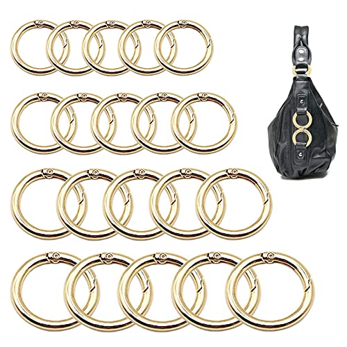 Xcsj 20Pcs Rotondi Con Moschettone A Scatto 20Mm 25Mm 30Mm 35Mm Gancio Fibbia Portachiavi-O Anello Moschettone Per Borsetta Moschettone Tondo Per Port