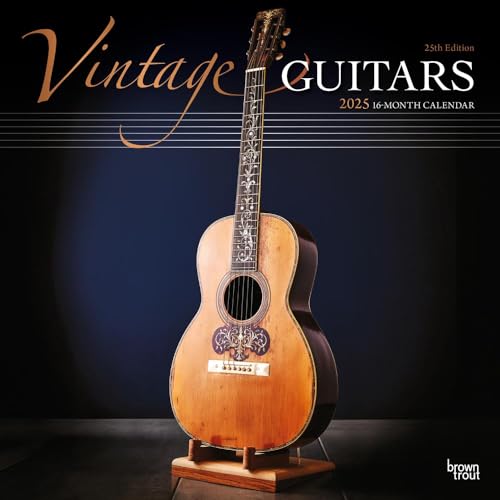 Vintage Guitars 2025 - Calendario Mensile Da Parete Quadrato Con Copertina Laminata Stampata Senza Plastica Browntrout Instrument Classic