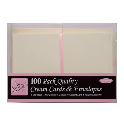 Anitas - Confezione Da 100 Biglietti E Buste A6, Colore: Panna