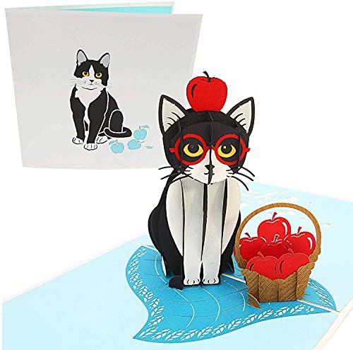 Poplife Cards Cartolina D'Auguri Pop Up Di Gatto Giocoso Cartolina D'Auguri Pop-Up 3D - Carta Di Amante Gatto, Carta Di Insegnante, Carta Di Bambini D