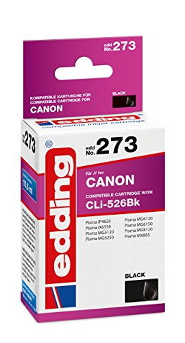 Edding 18-273 - Cartuccia Per Stampante Edd-273, Ricambio Per Canon Cli-526Bk, Singola, Colore: Nero