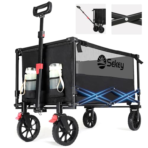 Sekey Xxl Carrello Pieghevole 160L 150Kg, Carrello Da Giardino Adatto Ai Terreni Accidentati, Carrelli Da Trasporto Per Spiaggia Campeggio Acquisti, M