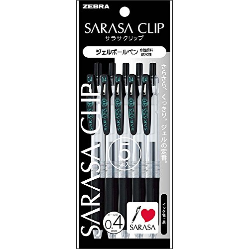 Zebra Gel Ink Ballpoint Pen Sarasa Clip 0.4 [Black] X 5 Pieces (Japan Import)