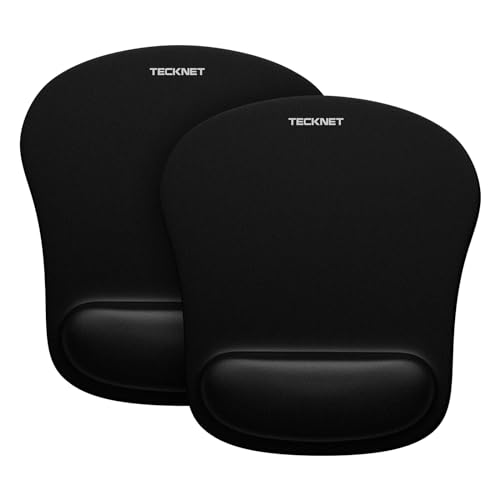 Tecknet 【2 Packs Tappetino Mouse Con Poggiapolsi, Gaming Mouse Pad Ergonomico Con Memory Foam, Tocco Morbido E Impermeabile, Tappetini Mouse Supporto 