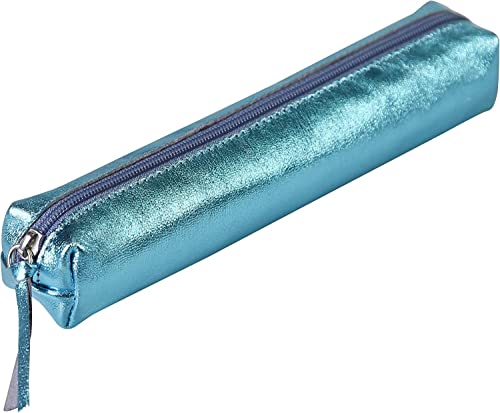 Clairefontaine 410118C - Astuccio Piccolo Slim In Vero Cuoio Di Agnello, Turchese