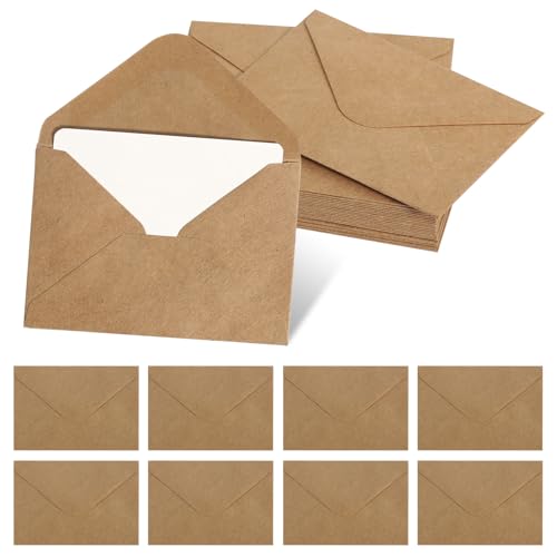 Buste Di Carta Kraft, 100 Mini Buste E 100 Biglietti Vergini Piccole Buste Buste Marroni, Buste In Carta Kraft Marrone Buste Di Carta Kraft Vintage Bu