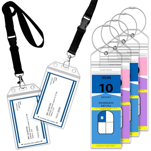 Greatshield Porta Targhetta Per Bagaglio Cruise (4 Pezzi) + Porta Id Con Cordino (Confezione Da 2) Custodia Con Cerniera In Pvc Resistente Alle Intemp
