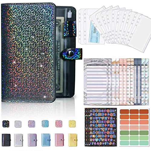 Porta Soldi Con Bustine 12 Trasparenti, Raccoglitore Soldi Per Risparmi Pu A6 Quaderno Documenti Ad Anelli Agenda, Budget Binder Planner Money Organiz