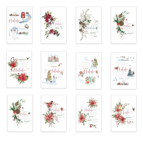 Lina Officine Grafiche Creative Set Biglietti Auguri Natale Da 12 Biglietti Per Natale Con La Busta Porta Biglietto 34-999