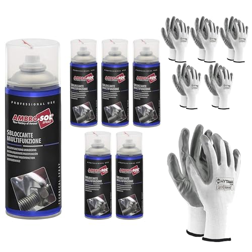 Box 6 Bombolette Sbloccante Spray 400Ml Svitol A Grande Potere Sbloccante E Protettivo + 6 Paia Guanti Nitrile Omaggio