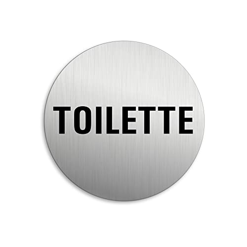 Targhetta Per Porta - Toilette Targa Ø 75 Mm Alluminio Spazzolato Auto-Adhesiva