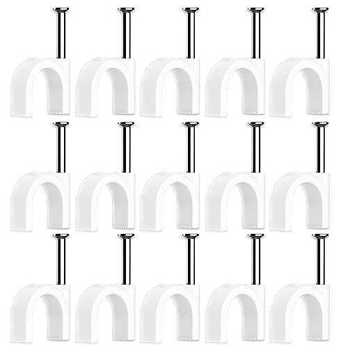 100 Pezzi Fermacavi,Fermacavo Con Chiodo,Graffette Clip Per Cavi,Fermacavi Muro Chiodini,Chiodi Fermacavo,Graffette Fermacavo,Fermacavi Rotondi,Per Fi