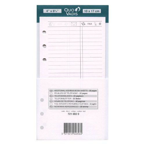 Quo Vadis – Cahiers, Bloc-Notes – Ricarica Fogli Per Telefono Linee Per Timer 17 Quo Vadis